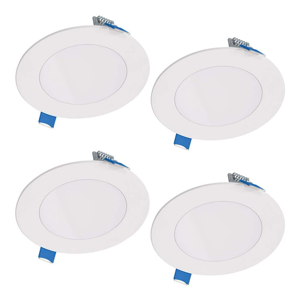 Halo HLBSL4 Series 4 in. 3000K-5000K Selectable CCT Integrated LED White Downlight Recessed Light with Round Trim (4-Pack)