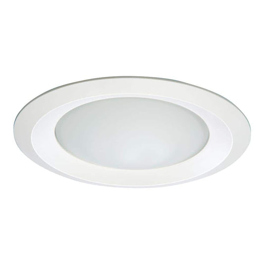 Halo E26 Series 6 in. White Recessed Ceiling Light Fixture Trim with Frosted Glass Lens, Wet Rated Shower Light