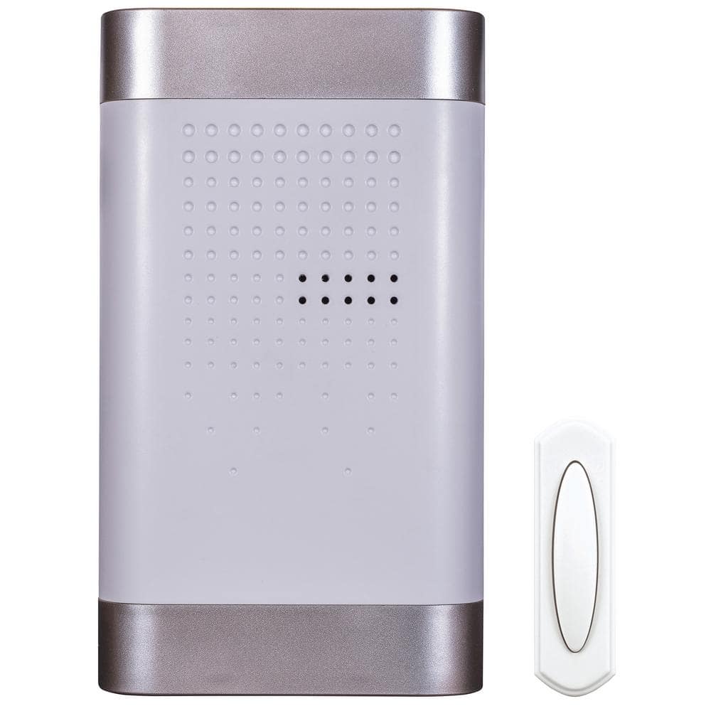 Hampton Bay Wireless Battery Operated Door Bell Kit in White with Nickel Trim