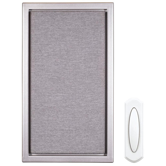 Hampton Bay Wireless Battery Door Bell Kit in Nickel with Gray Fabric