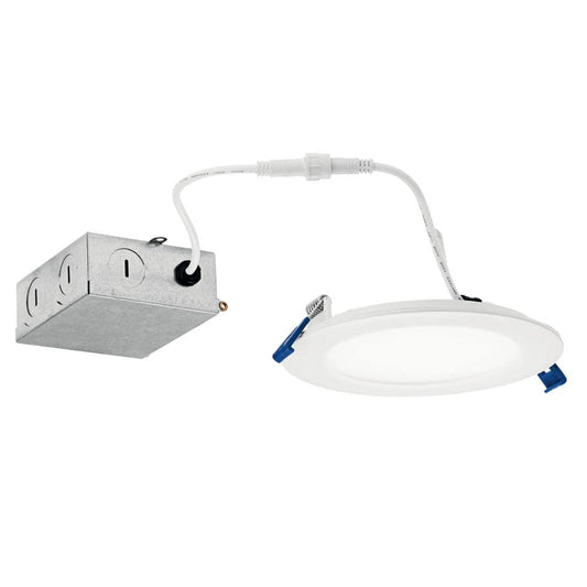 KICHLER Direct-to-Ceiling 5 in. Round Slim Canless 27K New Construction or Remodel Integrated LED Recessed Light Kit