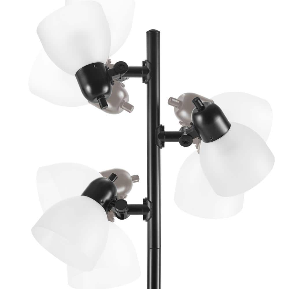 Globe Electric LED for Life 63 in. 3-Light Matte Black Floor Lamp