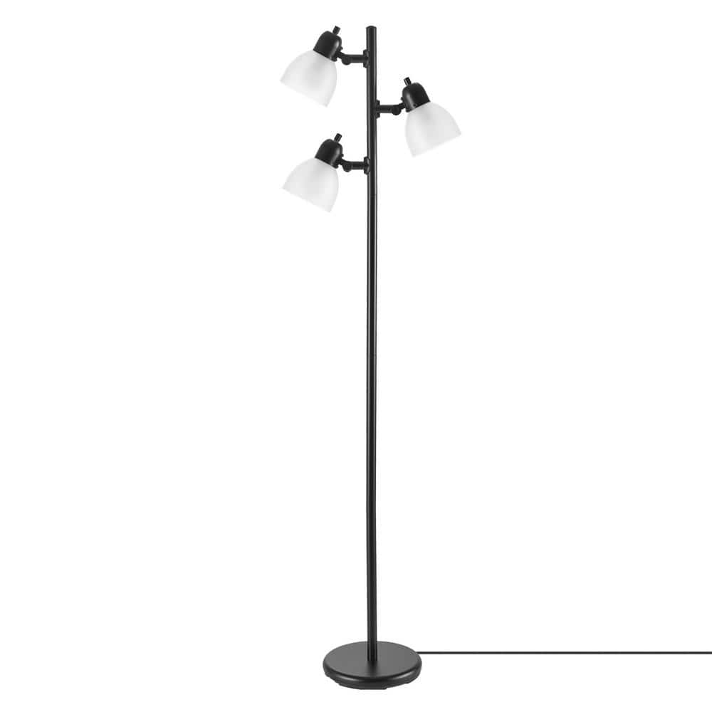 Globe Electric LED for Life 63 in. 3-Light Matte Black Floor Lamp