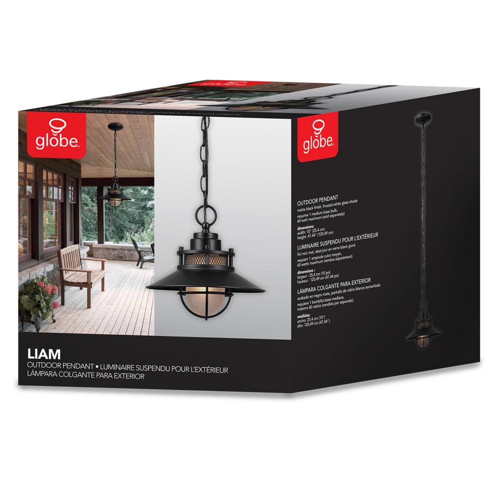 Globe Electric Liam Matte Black Hanging Outdoor Pendant