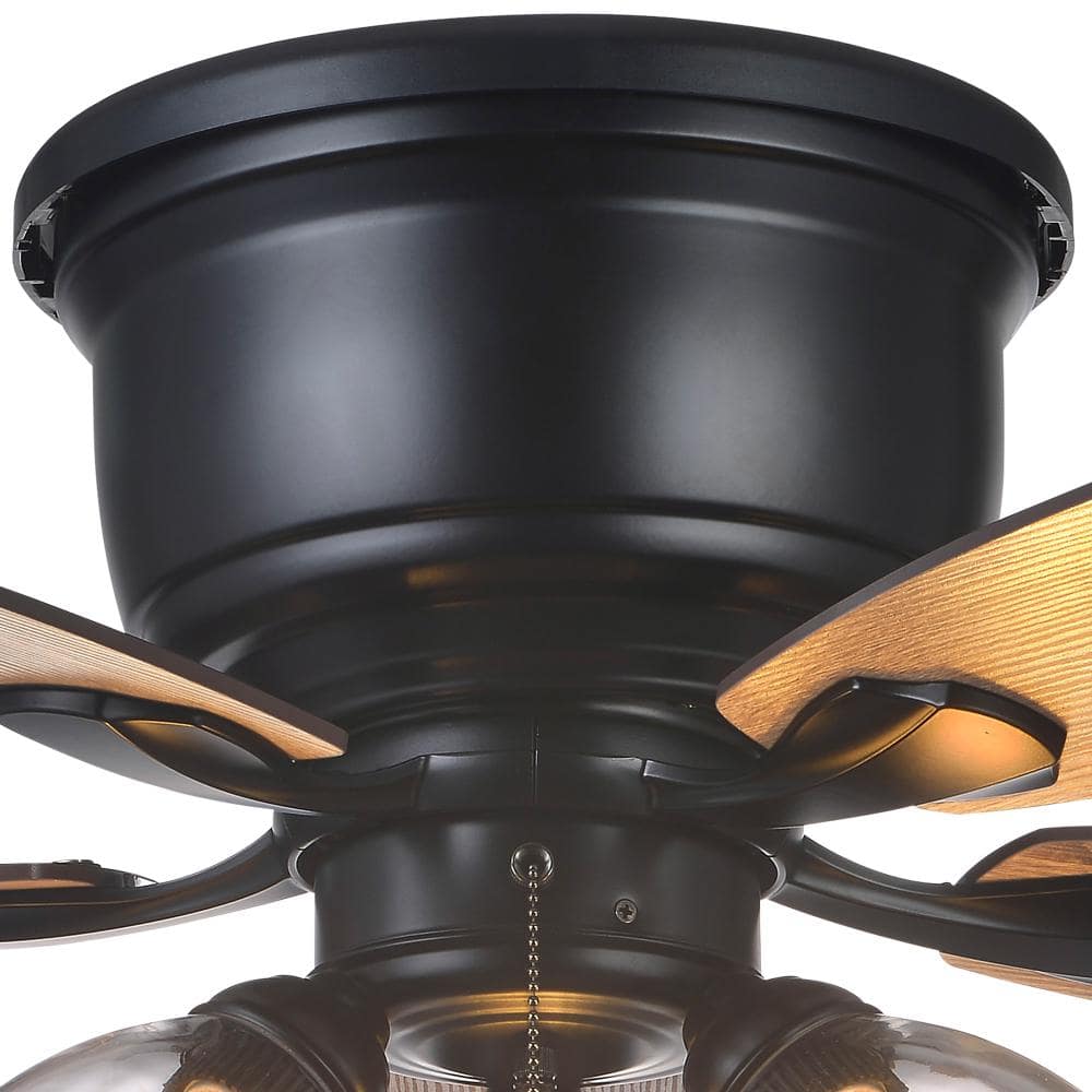 Hampton Bay Stoneridge 52 in. Indoor LED Matte Black Hugger Ceiling Fan with Light Kit, 5 Reversible Blades and Reversible Motor