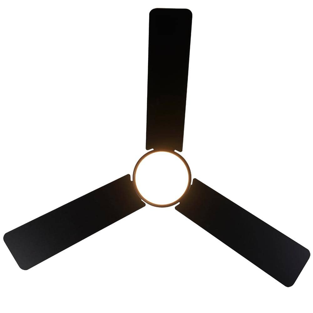 Hampton Bay Castlegate 44 in. Indoor Integrated LED Matte Black Ceiling Fan with 3 Reversible Blades, Light Kit and Remote Control