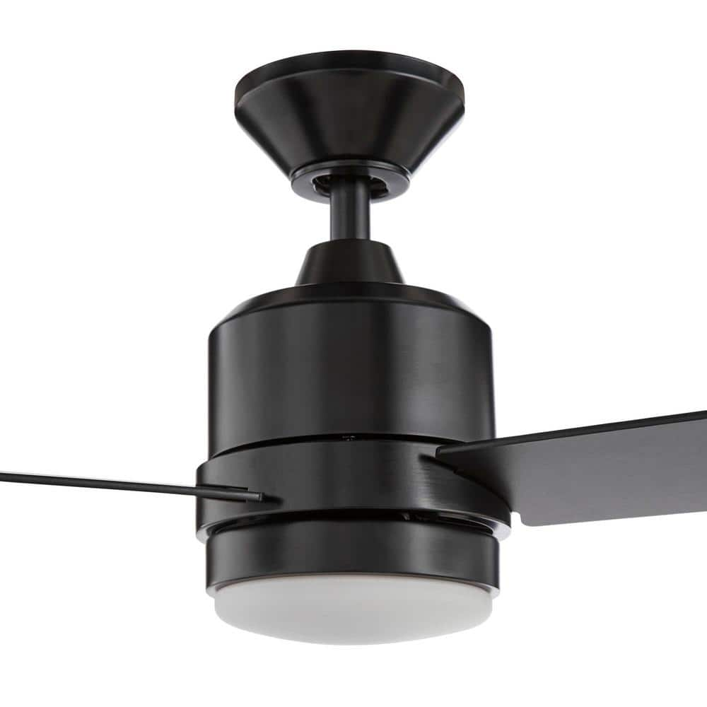 Hampton Bay Castlegate 44 in. Indoor Integrated LED Matte Black Ceiling Fan with 3 Reversible Blades, Light Kit and Remote Control