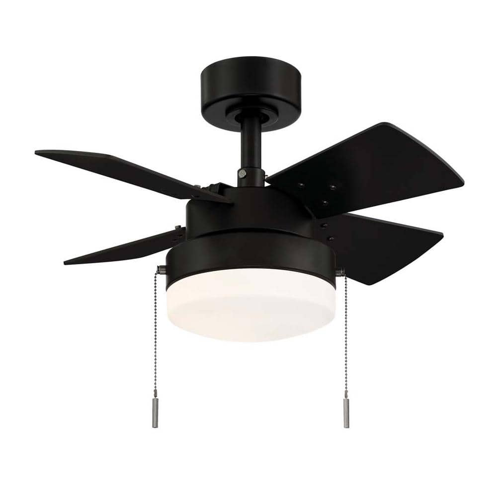 Hampton Bay Metarie II 24 in. Indoor Matte Black Ceiling Fan with Light