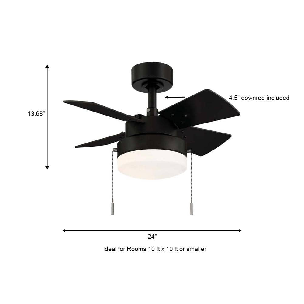 Hampton Bay Metarie II 24 in. Indoor Matte Black Ceiling Fan with Light