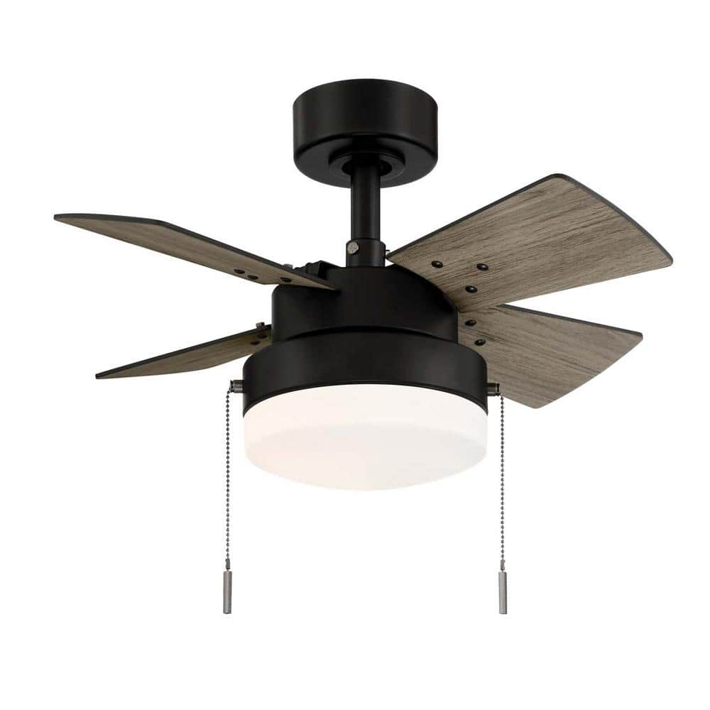 Hampton Bay Metarie II 24 in. Indoor Matte Black Ceiling Fan with Light