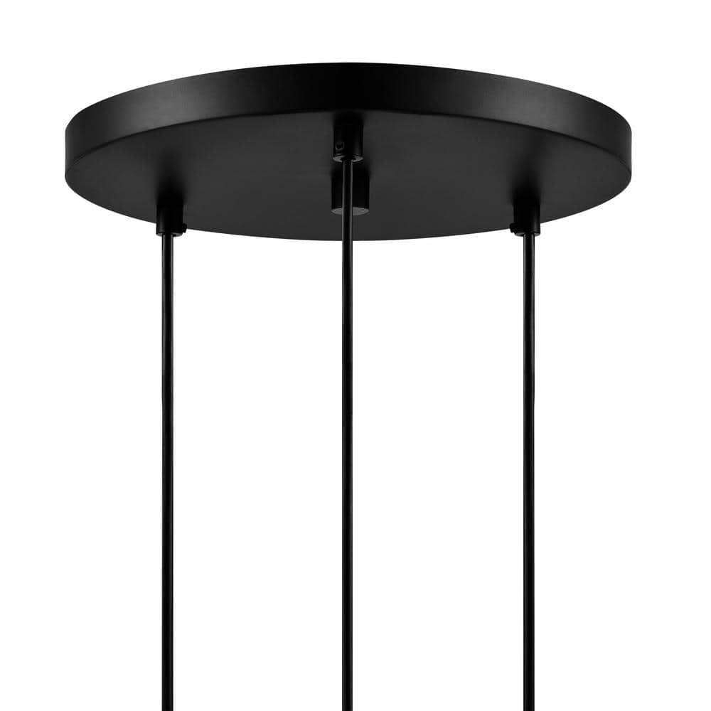 Hampton Bay Regan 3-Light Matte Black Pendant Hanging Light with Clear Glass Shades, Industrial Kitchen Pendant Lighting