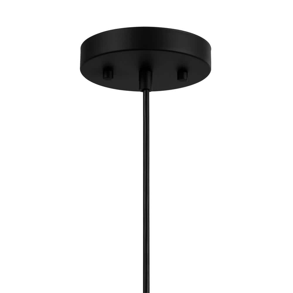 Hampton Bay Rigby 1-Light Matte Black Mini Pendant, Farmhouse Hanging Light, Kitchen Pendant Lighting