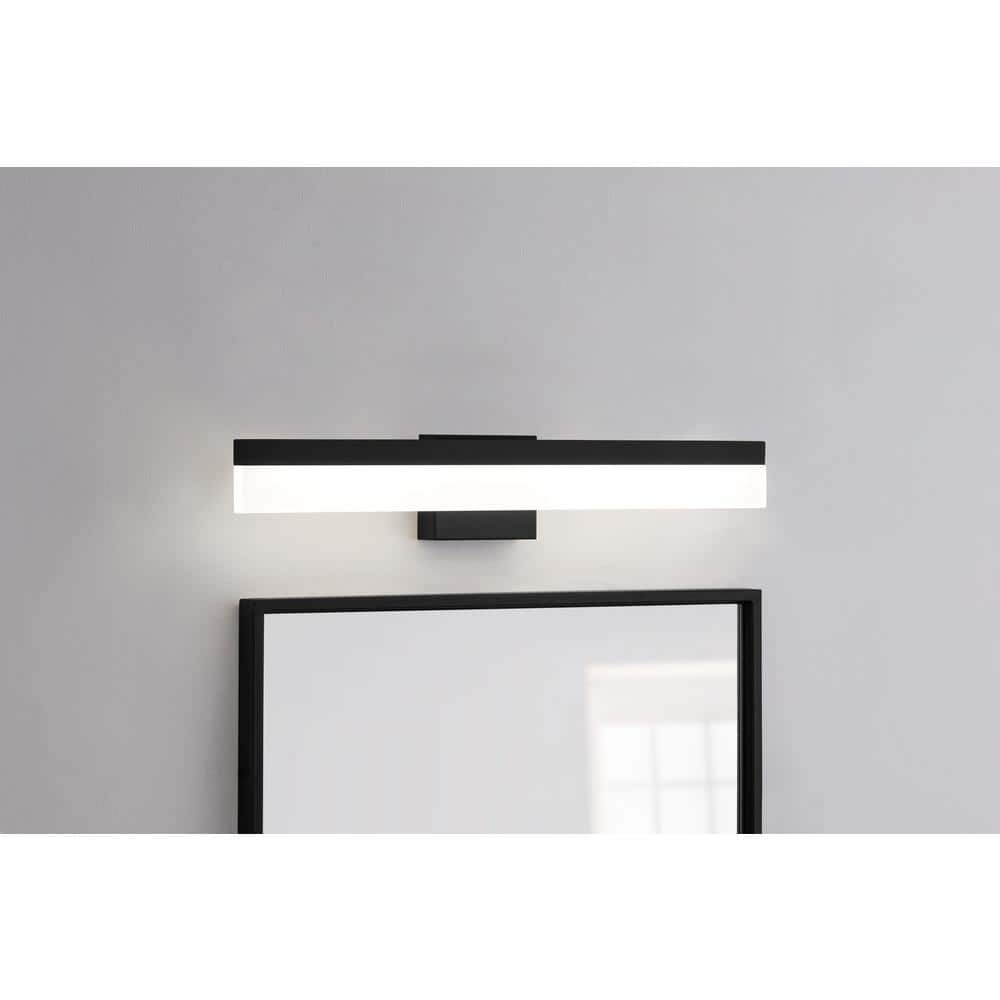 Hampton Bay Eldridge 24 in. Matte Black 1-Light LED Bathroom Vanity Light Bar