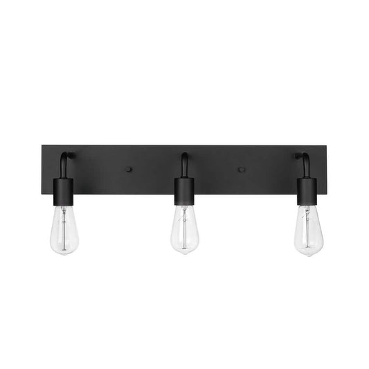 Hampton Bay Northvale 24 in. 3-Light Matte Black Industrial Bathroom Vanity Light