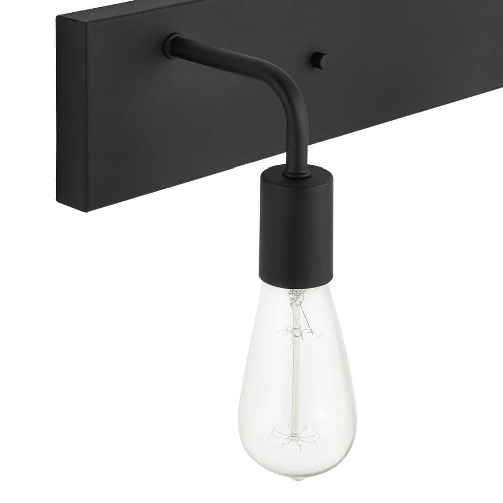 Hampton Bay Northvale 24 in. 3-Light Matte Black Industrial Bathroom Vanity Light