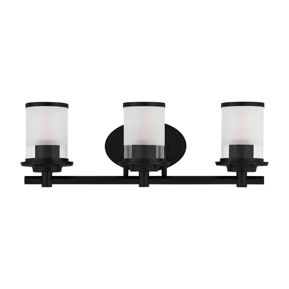 Hampton Bay Truitt 23.25 in. 3-Light Matte Black Modern Bath Vanity Light