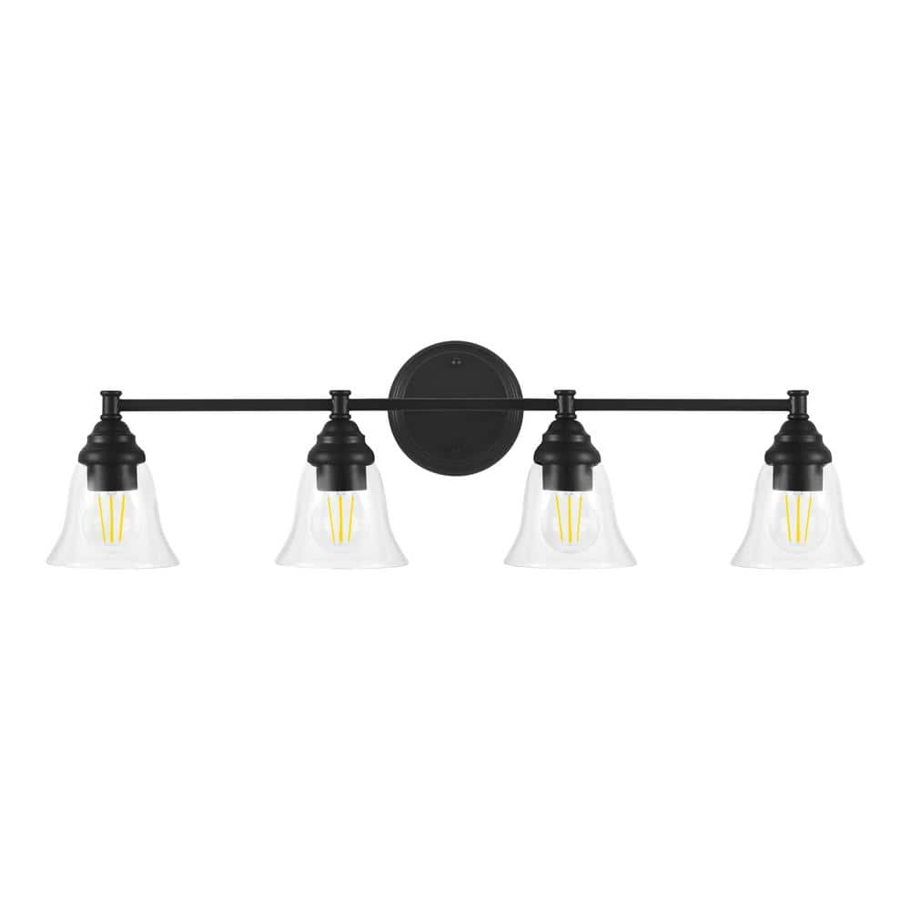 Hampton Bay Marsden 32.25 in. 4-Light Matte Black Bath Bar Vanity Light