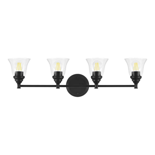 Hampton Bay Marsden 32.25 in. 4-Light Matte Black Bath Bar Vanity Light