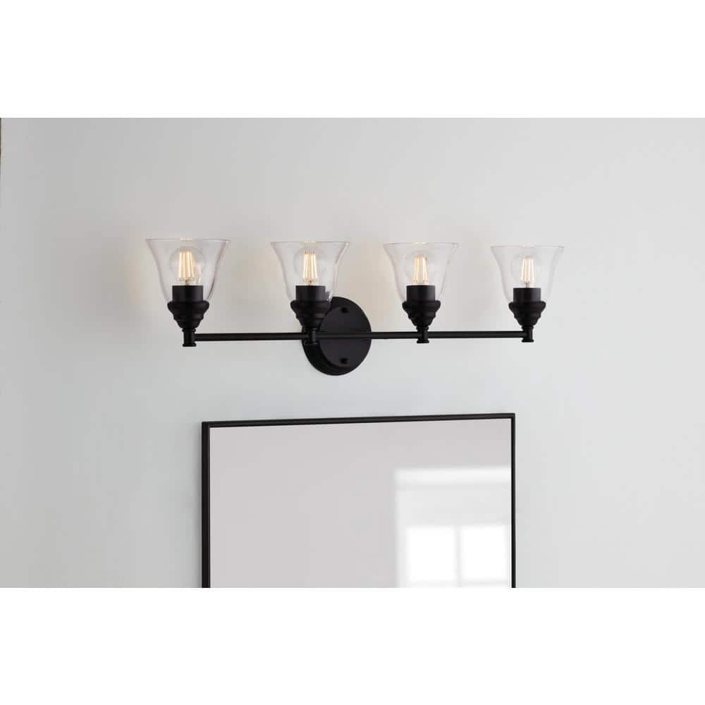 Hampton Bay Marsden 32.25 in. 4-Light Matte Black Bath Bar Vanity Light