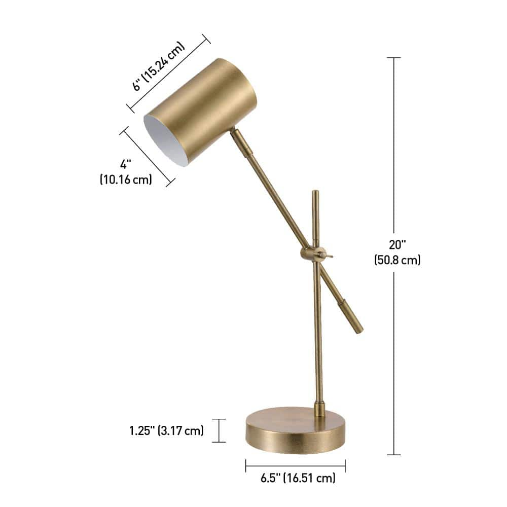 Globe Electric Pratt 20 in. Matte Brass Desk Lamp