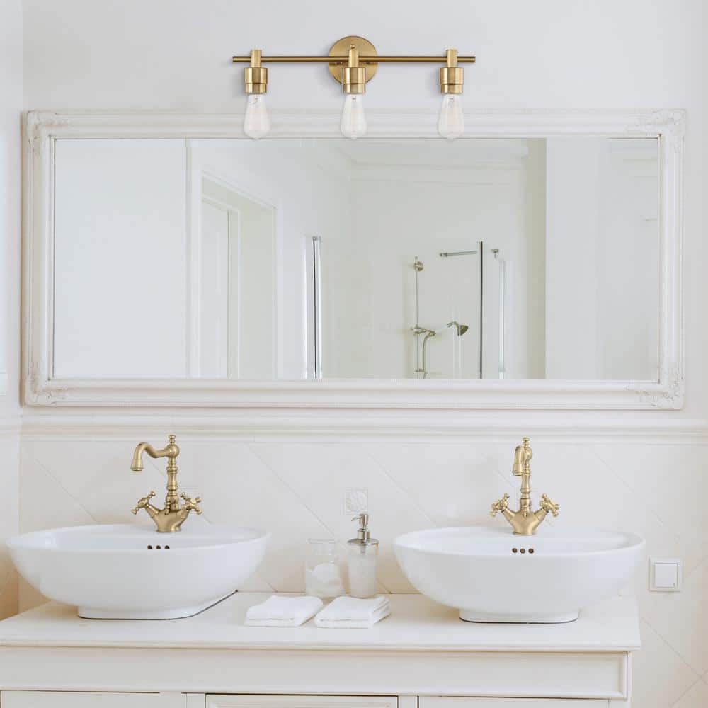 Globe Electric Alexandria 21.4 in. 3-Light Matte Brass Vanity Light with Bath Set (5-Piece)