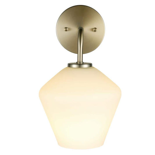 Globe Electric Raja 1-Light Matte brass Wall Sconce with Opal Glass Shade, LED Bulb Included