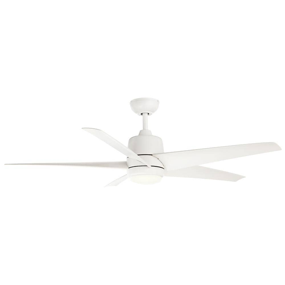 Hampton Bay Mena 54 in. White Color Changing Integrated LED Indoor/Outdoor Matte White Ceiling Fan with Light Kit and Remote Control