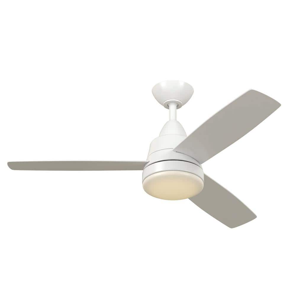 Hampton Bay Caprice 52 in. Integrated LED Indoor Matte White Ceiling Fan with Light Kit and Remote Control