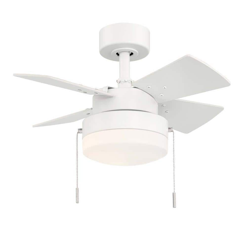 Hampton Bay Metarie II 24 in. Indoor Matte White Ceiling Fan with Light