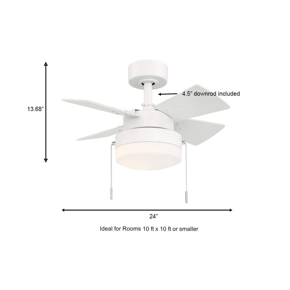 Hampton Bay Metarie II 24 in. Indoor Matte White Ceiling Fan with Light