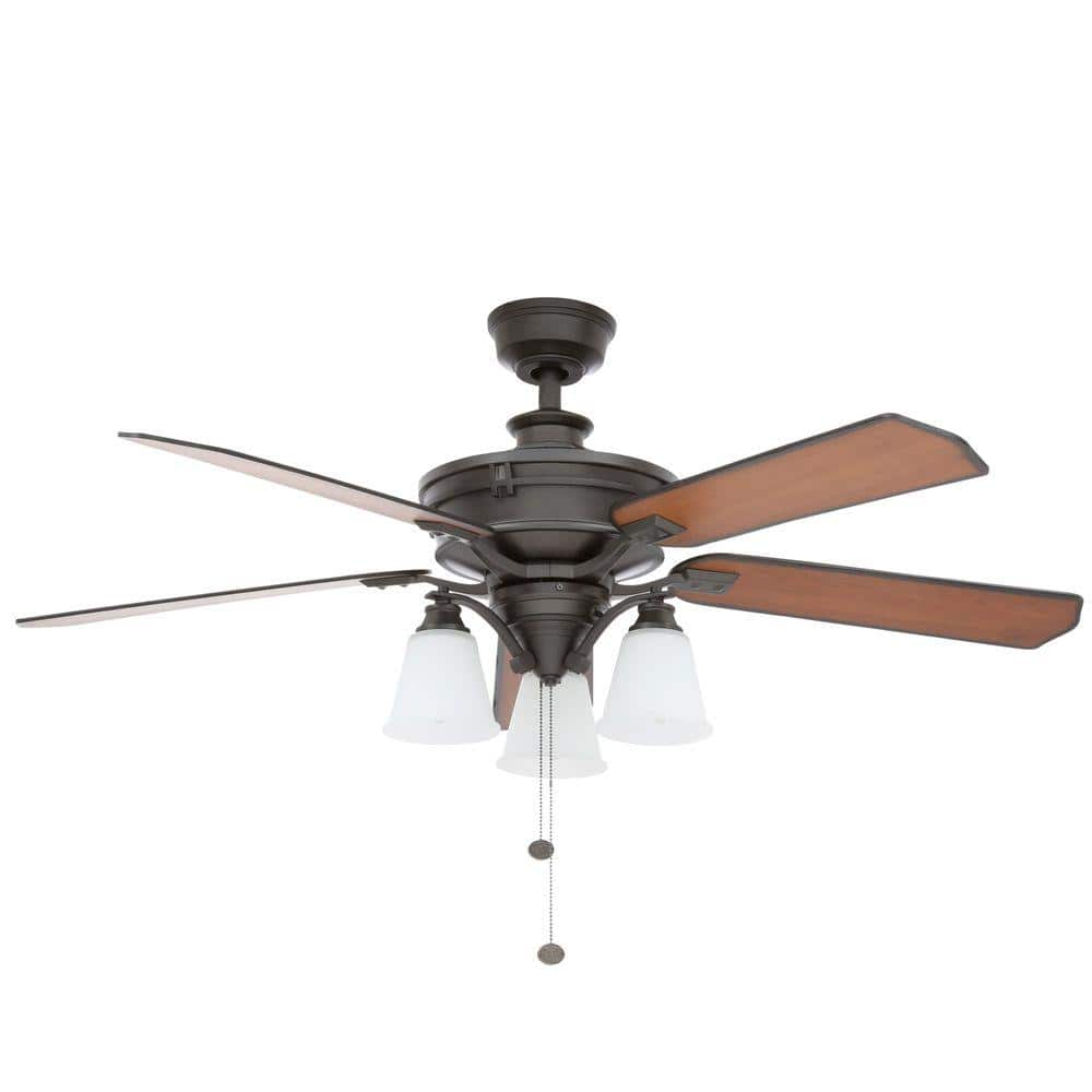 Hampton Bay Beverley II 52 in. Indoor Natural Iron Ceiling Fan with Light Kit