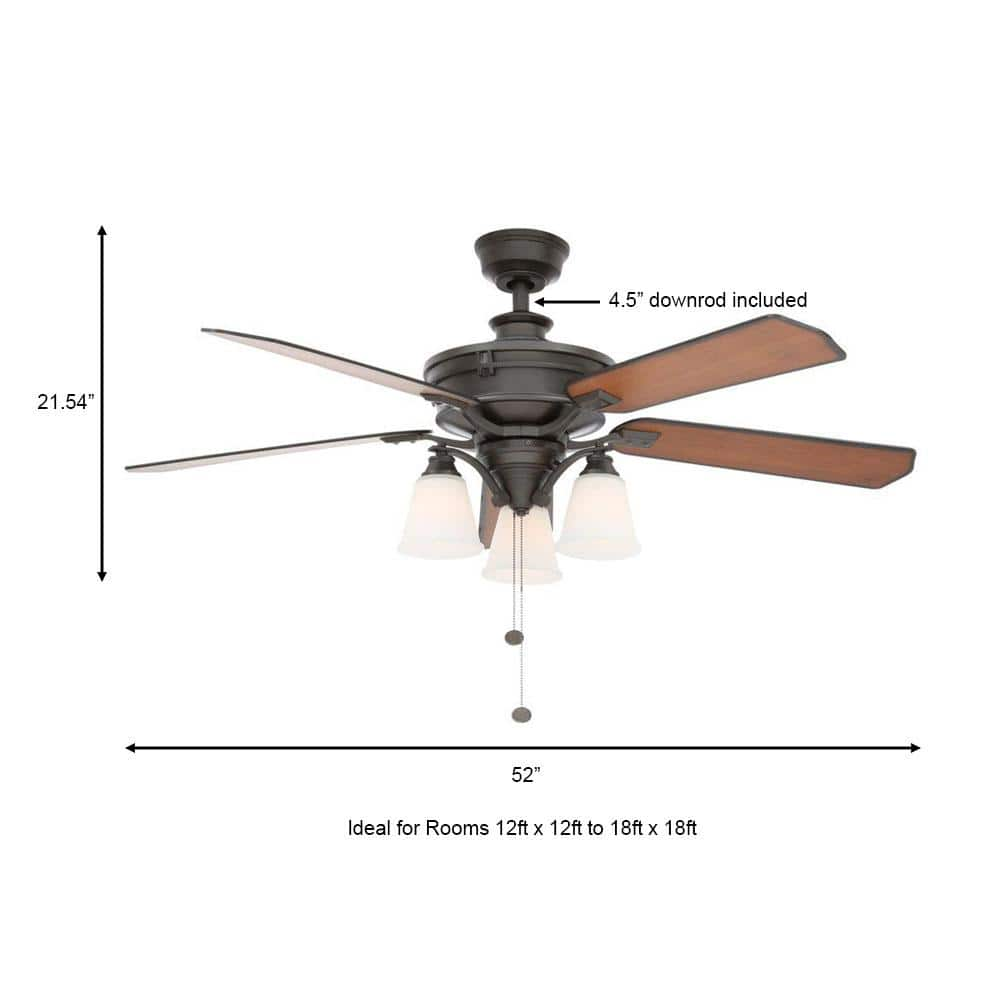 Hampton Bay Beverley II 52 in. Indoor Natural Iron Ceiling Fan with Light Kit