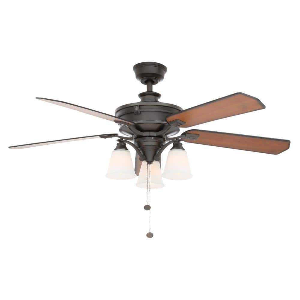 Hampton Bay Beverley II 52 in. Indoor Natural Iron Ceiling Fan with Light Kit