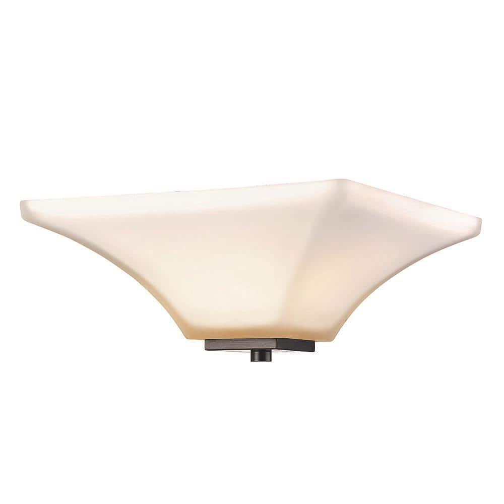 Bel Air Lighting Cameo 13.25 in. 2-Light Oil Rubbed Bronze Flush Mount with Frosted Glass Shade