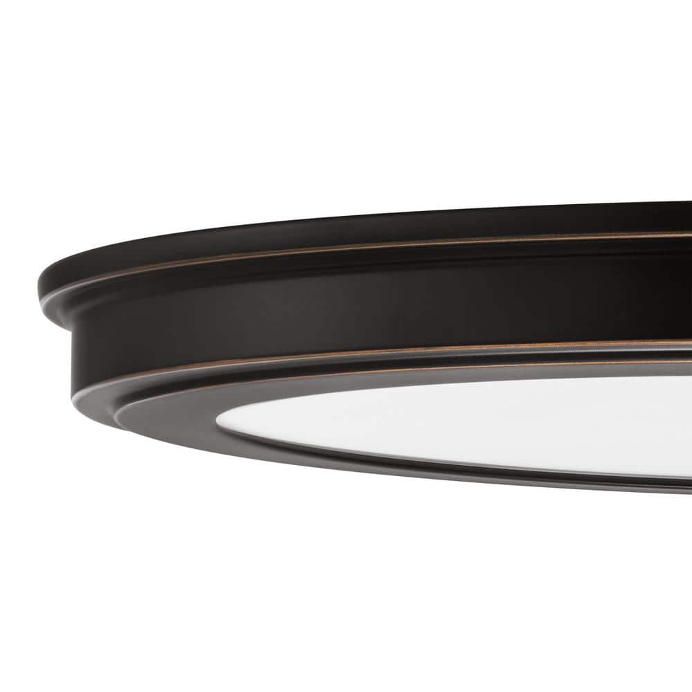 Commercial Electric 15 in. Oil Rubbed Bronze 5-CCT LED Round Flush Mount, Low Profile Ceiling Light (2-Pack)