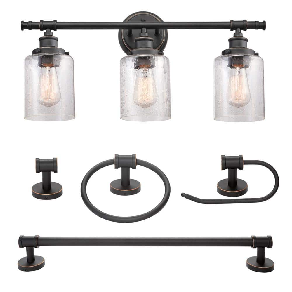 Globe Electric Camden 5-Piece All-In-One Bronze Bathroom Vanity Light Set