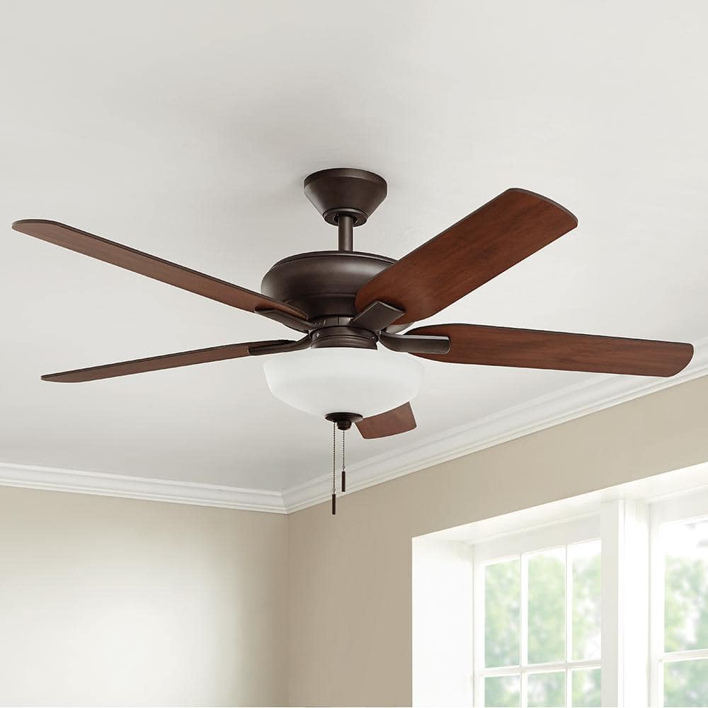 Hampton Bay Holly Springs 52 in. LED Indoor Oil-Rubbed Bronze Ceiling Fan with Light Kit