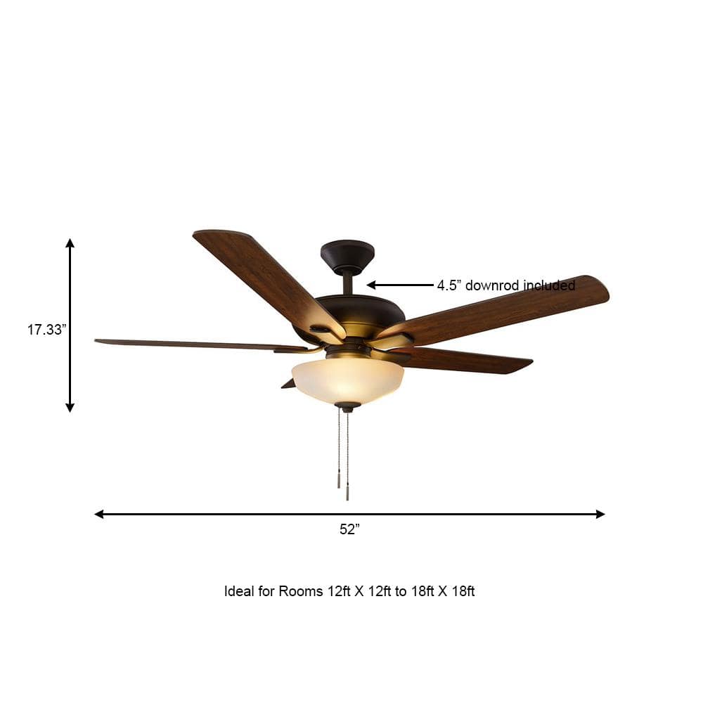 Hampton Bay Holly Springs 52 in. LED Indoor Oil-Rubbed Bronze Ceiling Fan with Light Kit