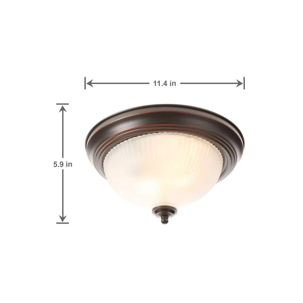 Hampton Bay 11 in. 2-Light Oil-Rubbed Bronze Flush Mount (2-Pack)