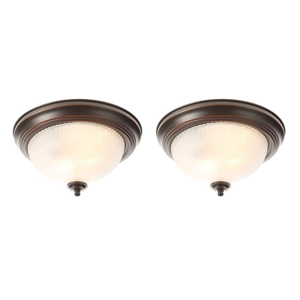 Hampton Bay 11 in. 2-Light Oil-Rubbed Bronze Flush Mount (2-Pack)