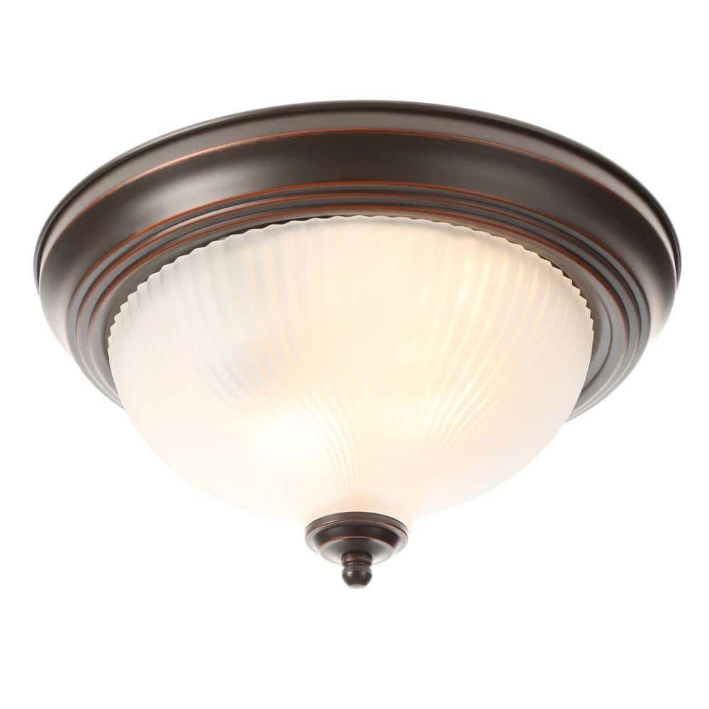 Hampton Bay 11 in. 2-Light Oil-Rubbed Bronze Flush Mount (2-Pack)