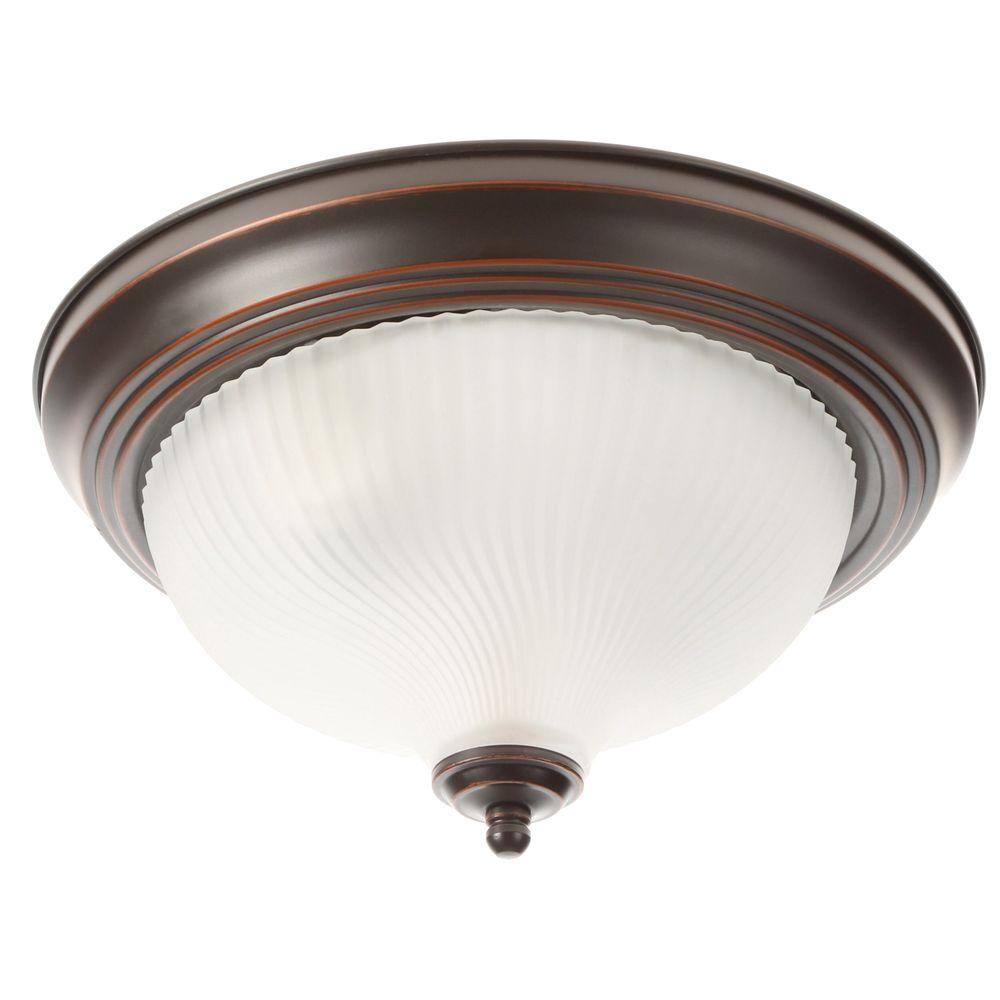 Hampton Bay 11 in. 2-Light Oil-Rubbed Bronze Flush Mount (2-Pack)