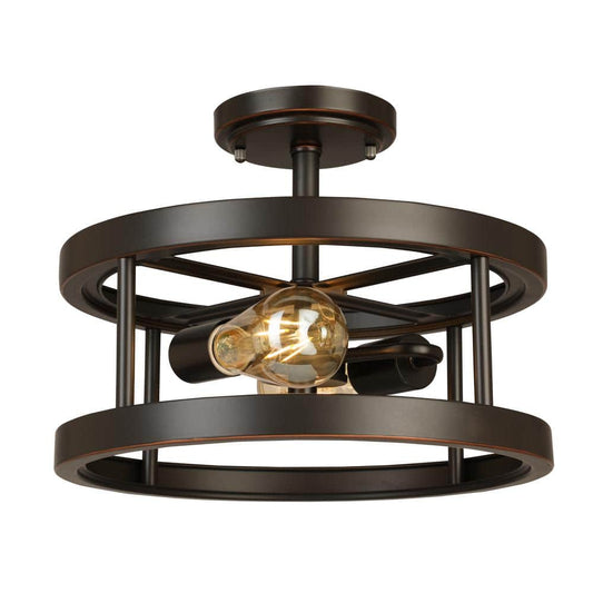 Hampton Bay Moreland 13 in. 2-Light Oil-Rubbed Bronze Semi-Flush Mount