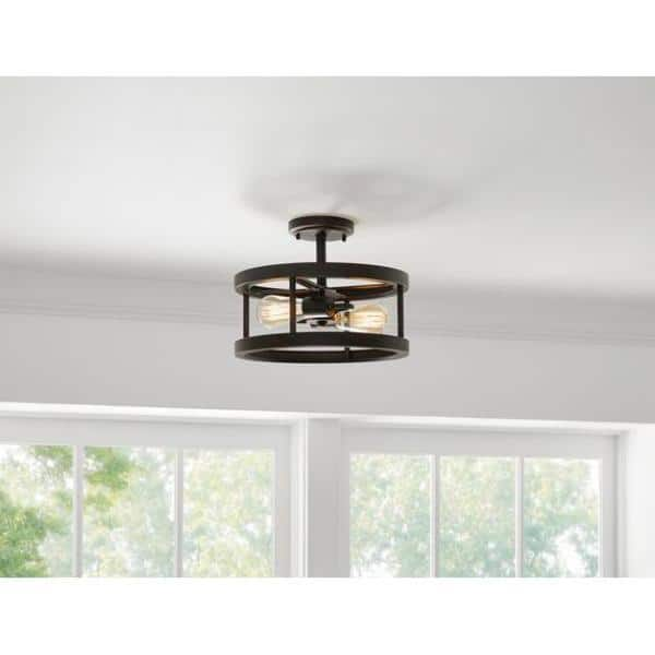 Hampton Bay Moreland 13 in. 2-Light Oil-Rubbed Bronze Semi-Flush Mount