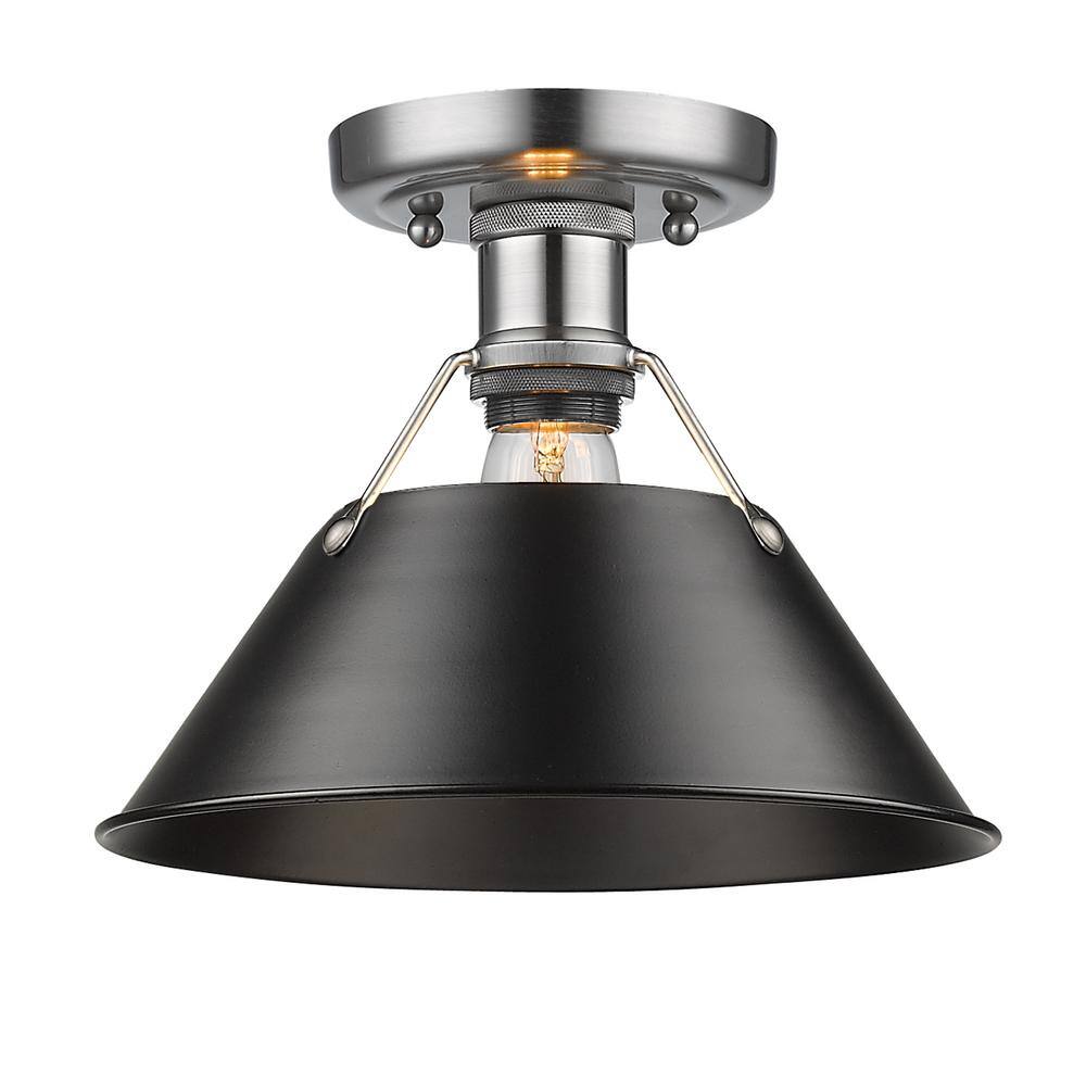 Golden Lighting Orwell PW 1-Light Pewter Flush Mount Light