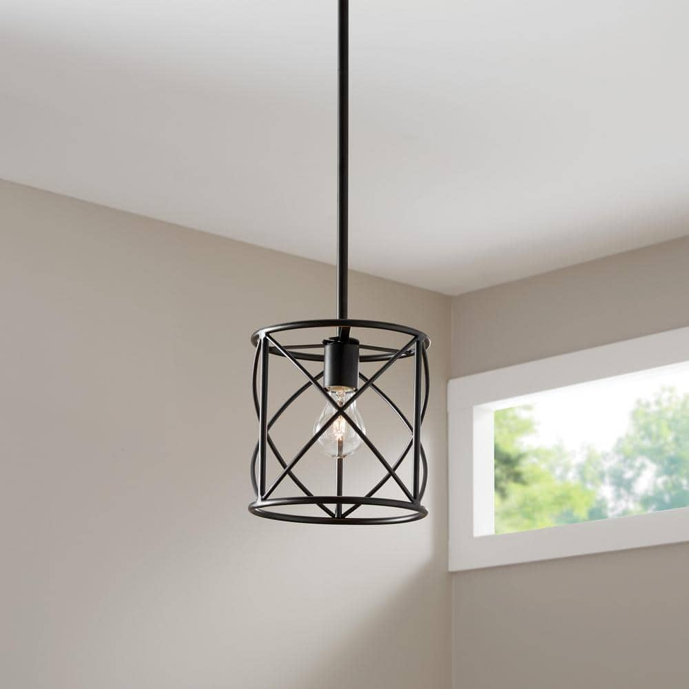 Hampton Bay Hastings 1-Light Satin Bronze Ceiling Mounted Pendant Light