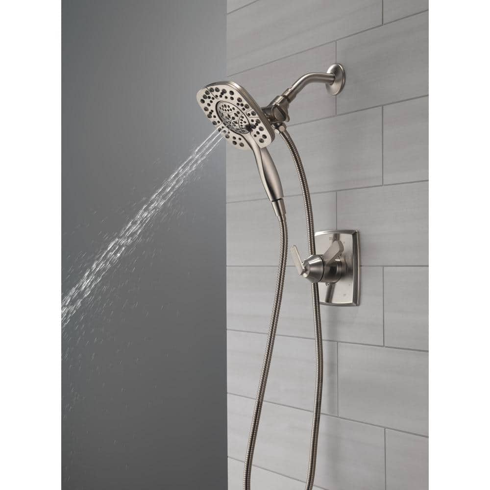 Delta In2ition Two-in-One 4-Spray 6 in. Dual Wall Mount Fixed and Handheld Shower Head in Stainless