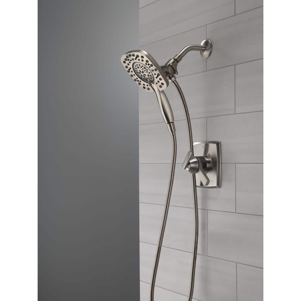 Delta In2ition Two-in-One 4-Spray 6 in. Dual Wall Mount Fixed and Handheld Shower Head in Stainless