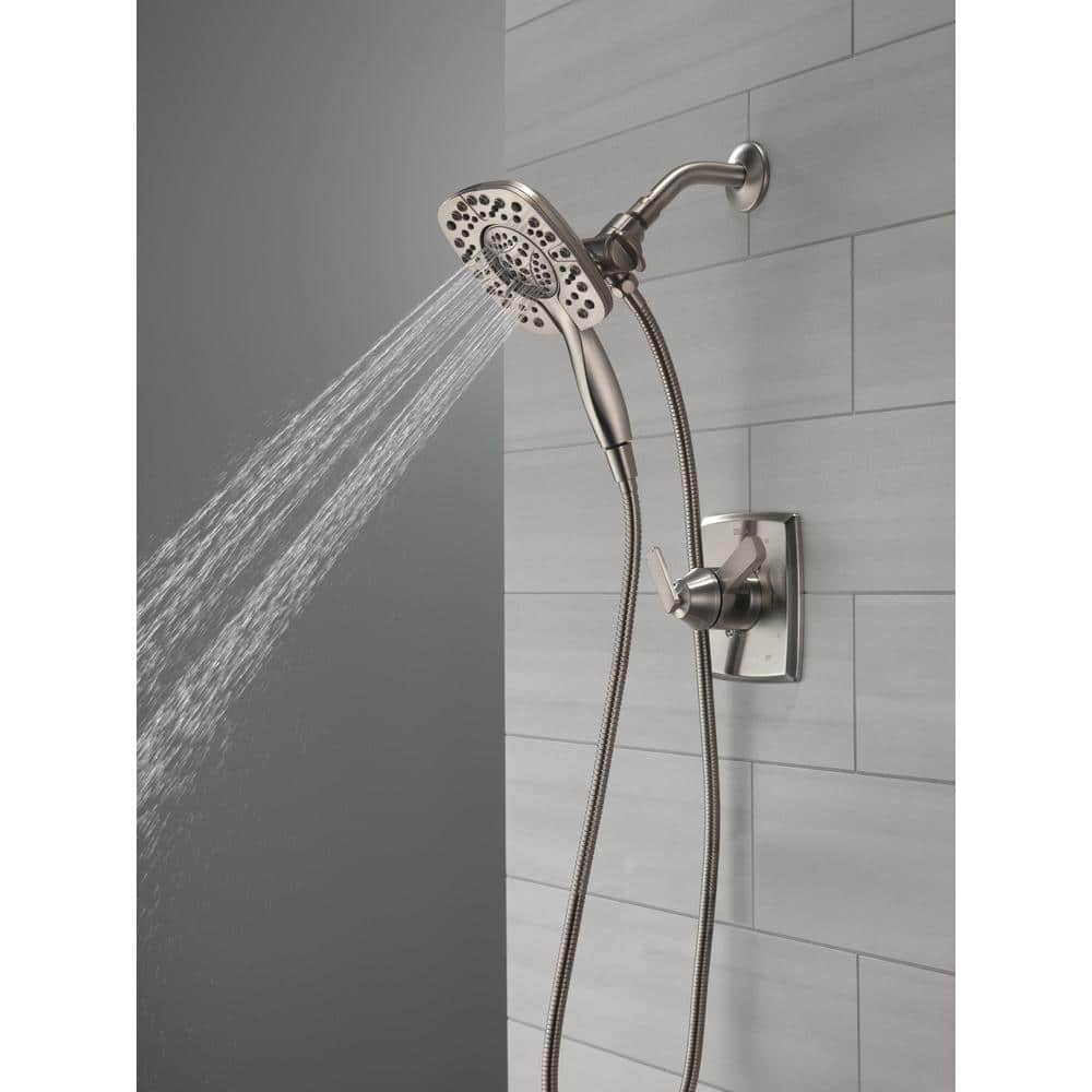 Delta In2ition Two-in-One 4-Spray 6 in. Dual Wall Mount Fixed and Handheld Shower Head in Stainless