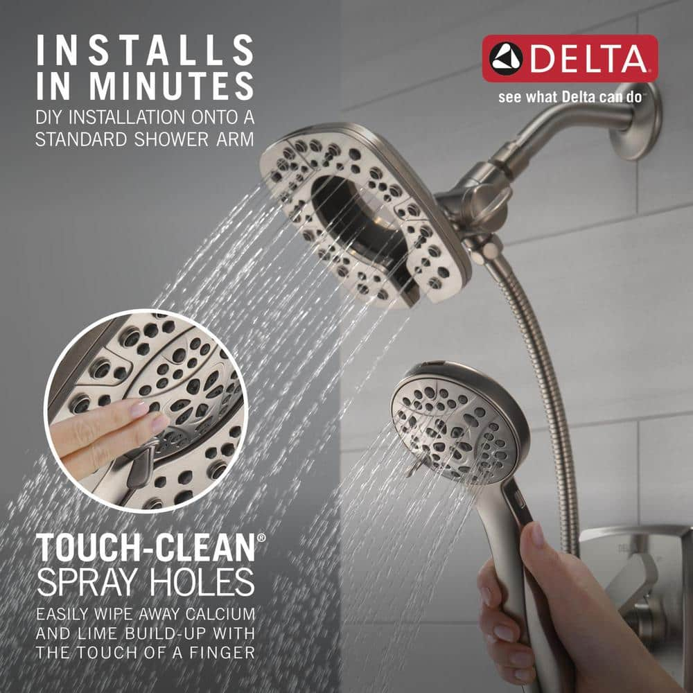 Delta In2ition Two-in-One 4-Spray 6 in. Dual Wall Mount Fixed and Handheld Shower Head in Stainless